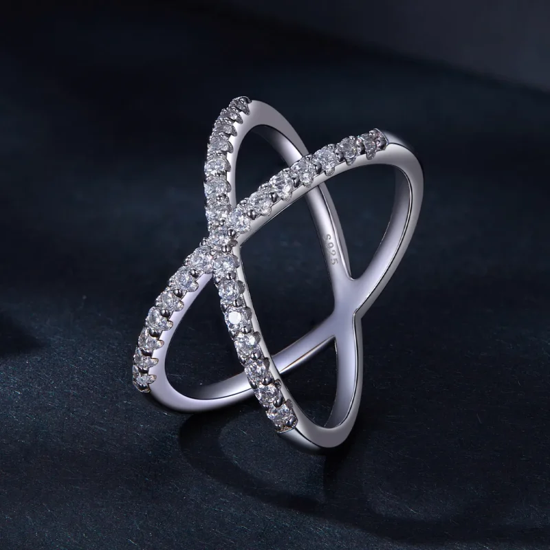 (zdjęcie do) Pandora Style Dwuwarstwowy Pierścionek z Moissanitem (Jedno Certyfikat) - MSR036 - Wyświetl 2