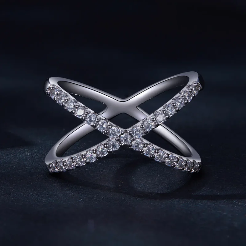 (zdjęcie do) Pandora Style Dwuwarstwowy Pierścionek z Moissanitem (Jedno Certyfikat) - MSR036 - Wyświetl 3