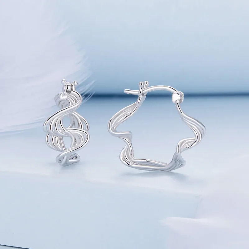 (zdjęcie do) Pandora Style Fale Kolczyki Hoop - BSE907 - Wyświetl 2