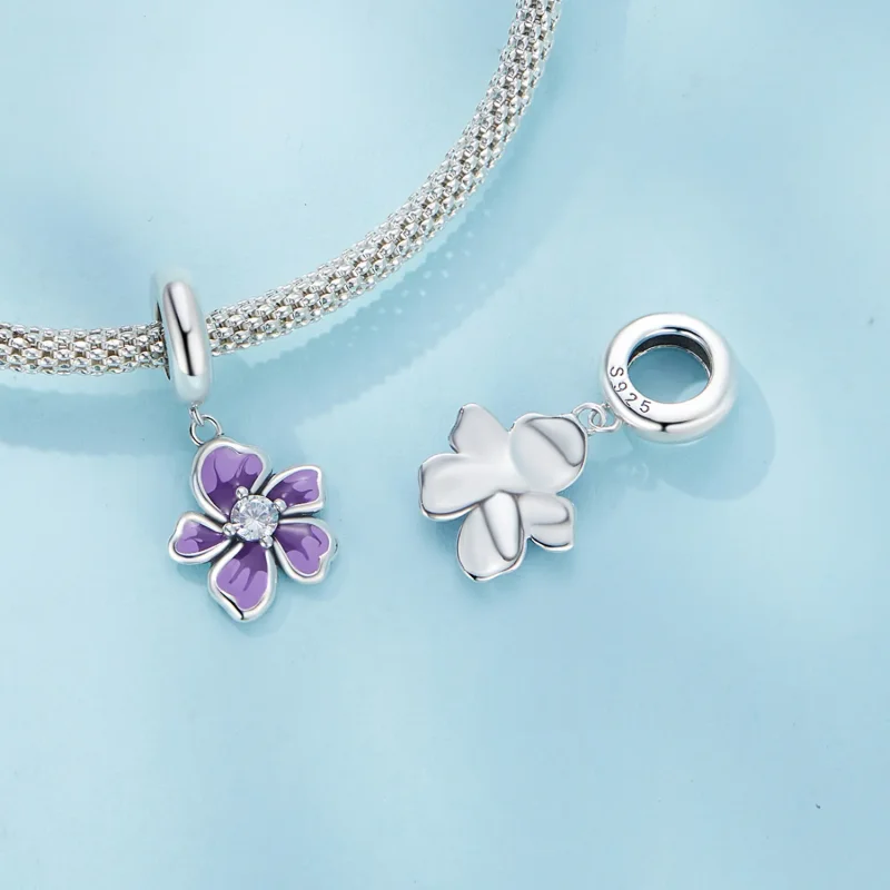 (zdjęcie do) Pandora Style Fioletowy Kwiat Wisiorek - SCC2556 - Wyświetl 4