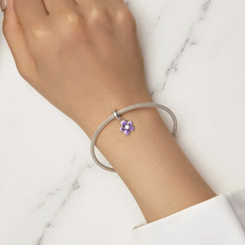 (zdjęcie do) Pandora Style Fioletowy Kwiat Wisiorek - SCC2556 - Wyświetl 5