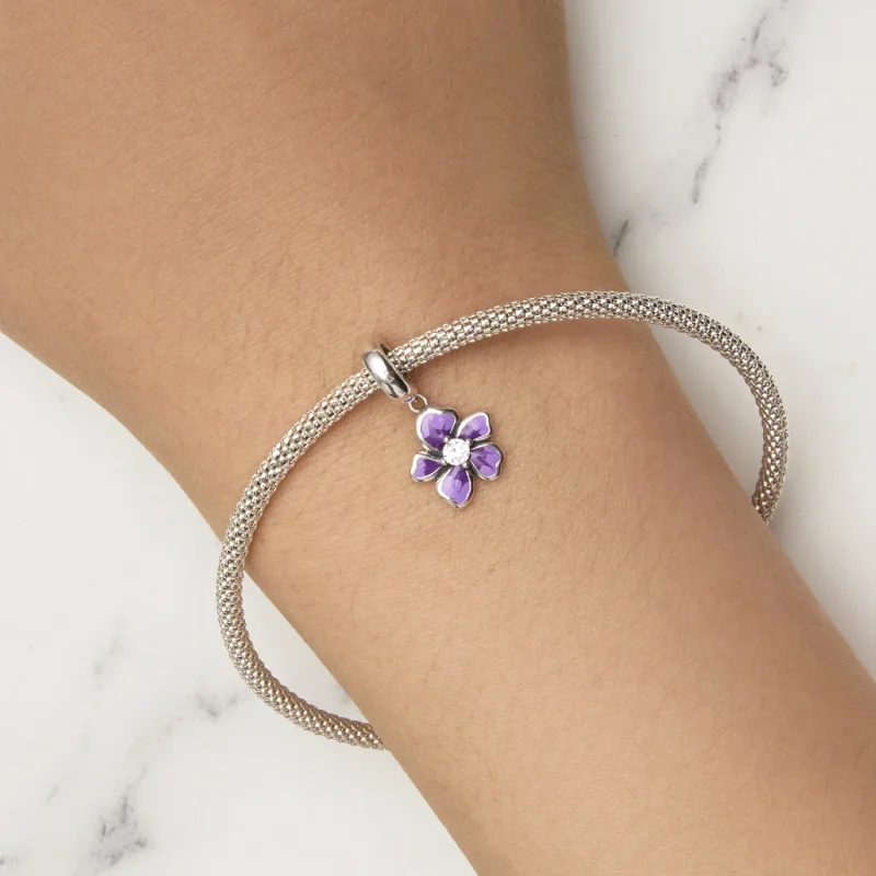 (zdjęcie do) Pandora Style Fioletowy Kwiat Wisiorek - SCC2556 - Wyświetl 6