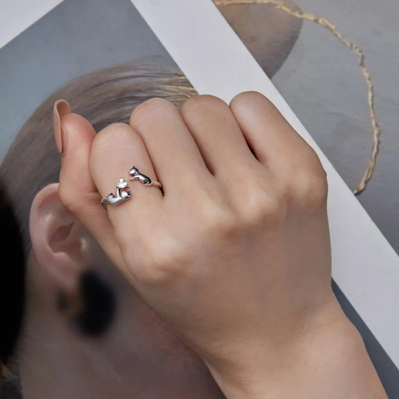 (zdjęcie do) Pandora Style Grający z kotami Otwarty Pierścionek - SCR916 - Wyświetl 7