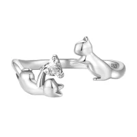 Pandora Style Grający z kotami Otwarty Pierścionek - SCR916