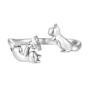 Pandora Style Grający z kotami Otwarty Pierścionek - SCR916