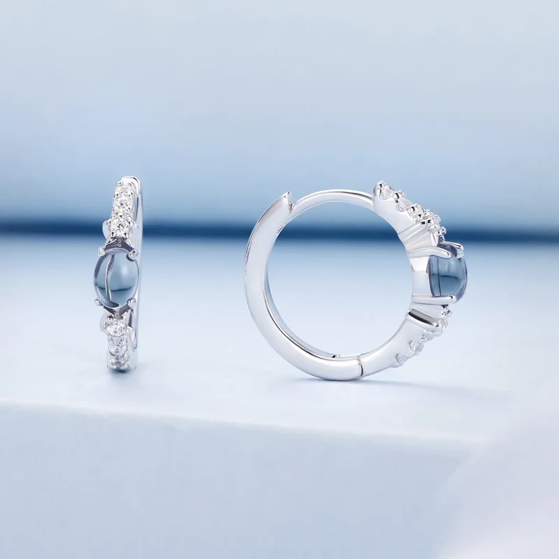 (zdjęcie do) Pandora Style Gwiazda Niebieskie Kolczyki Okrągłe z Szkła - BSE859 - Wyświetl 2