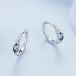 Pandora Style Gwiazda Niebieskie Kolczyki Okrągłe z Szkła - BSE859