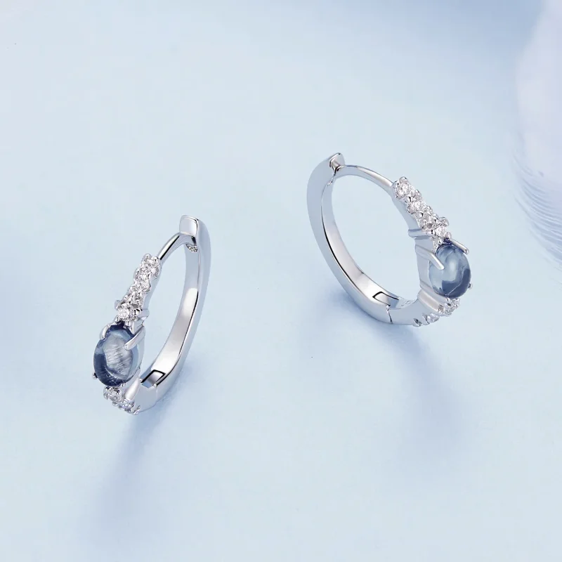 (zdjęcie do) Pandora Style Gwiazda Niebieskie Kolczyki Okrągłe z Szkła - BSE859 - Wyświetl 3