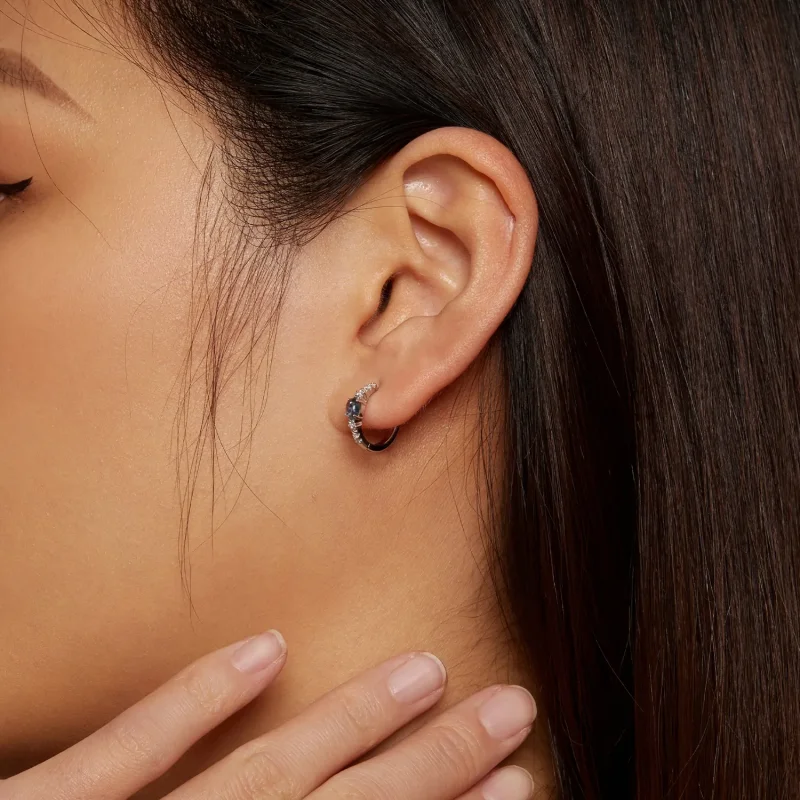 (zdjęcie do) Pandora Style Gwiazda Niebieskie Kolczyki Okrągłe z Szkła - BSE859 - Wyświetl 6