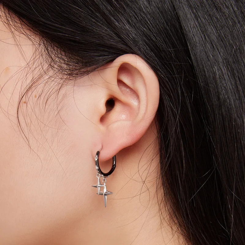 (zdjęcie do) Pandora Style Gwiazdy i Księżyc Lśniące Kolczyki na Zawieszkach - BSE805 - Wyświetl 6