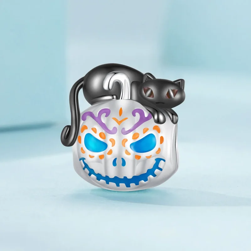 (zdjęcie do) Pandora Style Halloween Jack-O-Lantern Charm - SCC2626 - Wyświetl 2