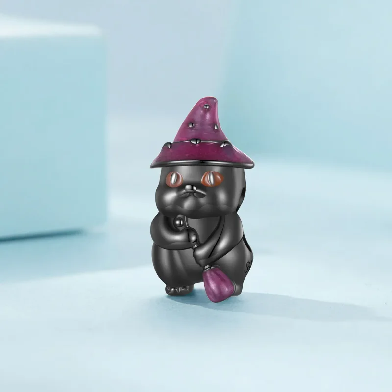 (zdjęcie do) Pandora Style Halloween Witch Cat Charm - SCC2625 - Wyświetl 2