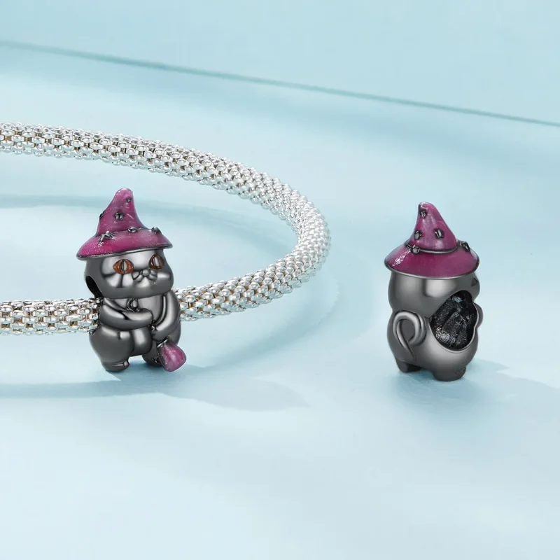 (zdjęcie do) Pandora Style Halloween Witch Cat Charm - SCC2625 - Wyświetl 4