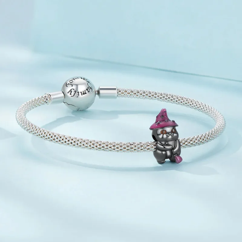 (zdjęcie do) Pandora Style Halloween Witch Cat Charm - SCC2625 - Wyświetl 5