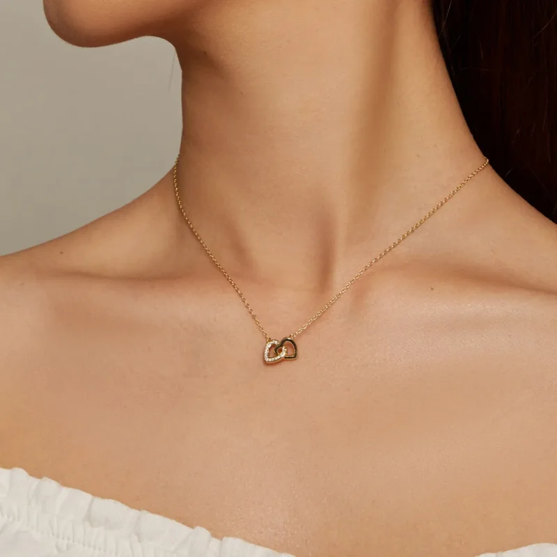 (zdjęcie do) Pandora Style Heart To Heart - Srebrny naszyjnik 925 - SCN181-B - Wyświetl 5