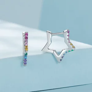 Pandora Style Iridescent Stars Kolczyki w formie obręczy - SCE1627