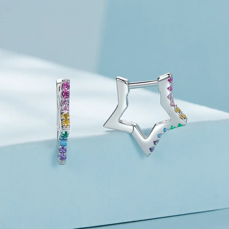 (zdjęcie do) Pandora Style Iridescent Stars Kolczyki w formie obręczy - SCE1627 - Wyświetl 2