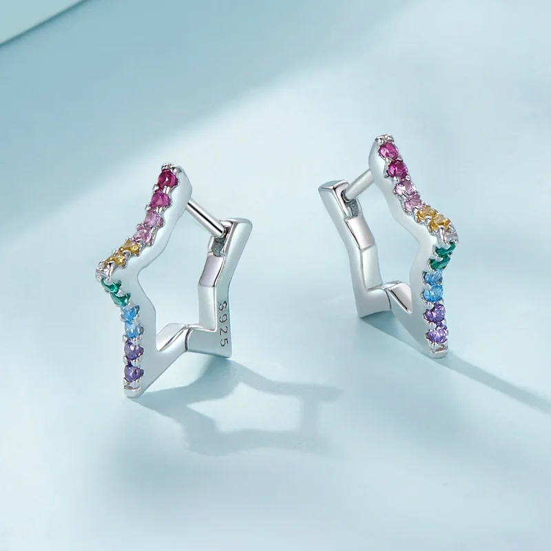 (zdjęcie do) Pandora Style Iridescent Stars Kolczyki w formie obręczy - SCE1627 - Wyświetl 3