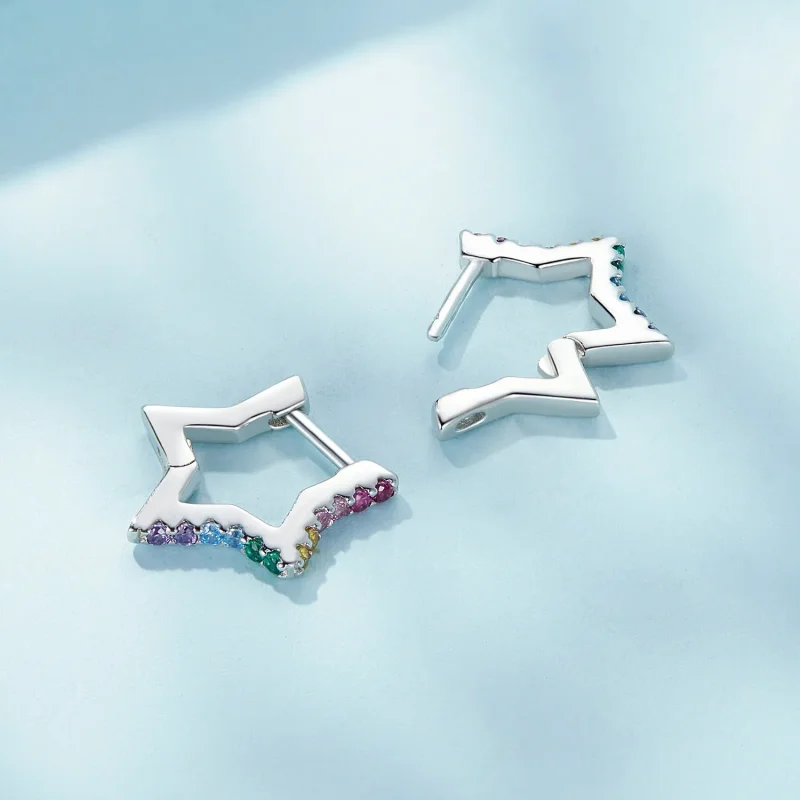 (zdjęcie do) Pandora Style Iridescent Stars Kolczyki w formie obręczy - SCE1627 - Wyświetl 4