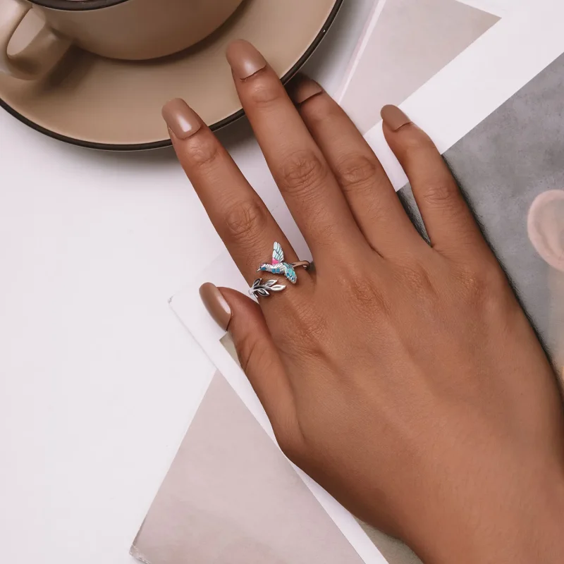 (zdjęcie do) Pandora Style Kingfisher Otwarte Pierścień - BSR483-E - Wyświetl 4