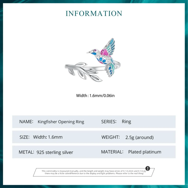 (zdjęcie do) Pandora Style Kingfisher Otwarte Pierścień - BSR483-E - Wyświetl 6