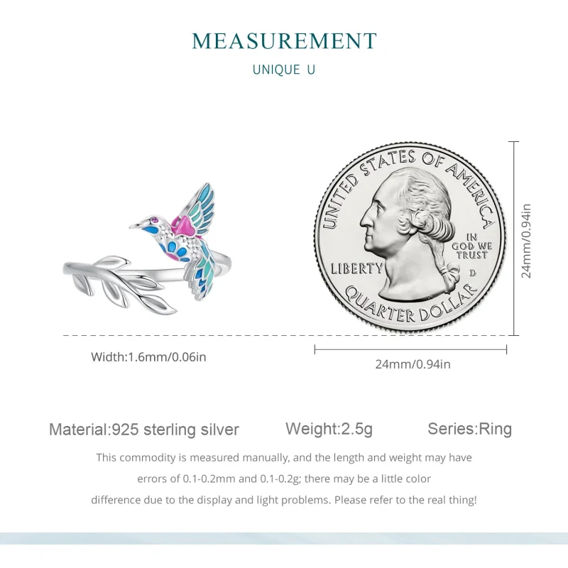 (zdjęcie do) Pandora Style Kingfisher Otwarte Pierścień - BSR483-E - Wyświetl 7
