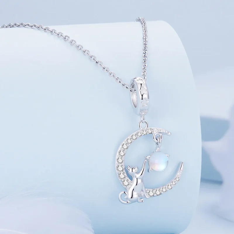 (zdjęcie do) Pandora Style Kocia zawieszka z Księżycem - BSC810 - Wyświetl 2