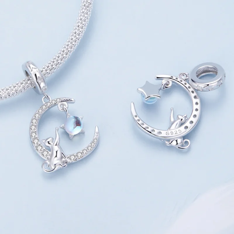 (zdjęcie do) Pandora Style Kocia zawieszka z Księżycem - BSC810 - Wyświetl 4