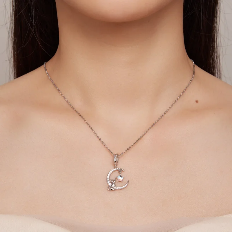(zdjęcie do) Pandora Style Kocia zawieszka z Księżycem - BSC810 - Wyświetl 6