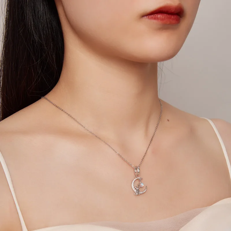 (zdjęcie do) Pandora Style Kocia zawieszka z Księżycem - BSC810 - Wyświetl 7