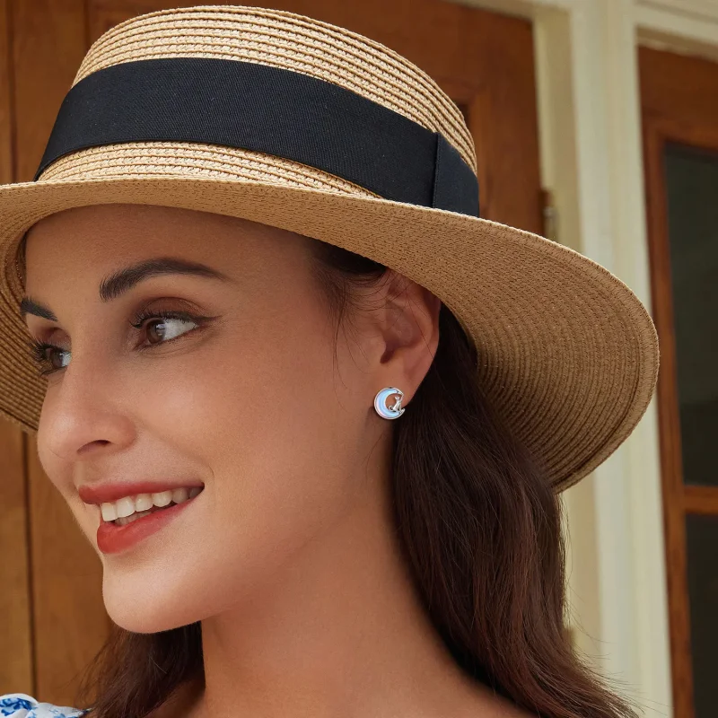 (zdjęcie do) Pandora Style Kocie Kolczyki z Księżycem - BSE913 - Wyświetl 6
