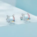 Pandora Style Kolczyki Studs z Kocim Księżycem z Kamieniem Księżycowym - SCE1622
