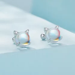 Pandora Style Kolczyki Studs z Kocim Księżycem z Kamieniem Księżycowym - SCE1622