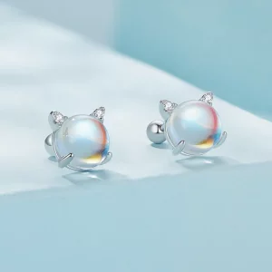 Pandora Style Kolczyki Studs z Kocim Księżycem z Kamieniem Księżycowym - SCE1622