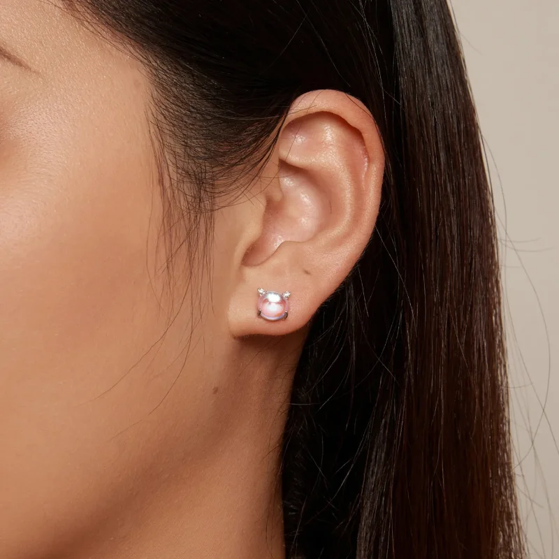 (zdjęcie do) Pandora Style Kolczyki Studs z Kocim Księżycem z Kamieniem Księżycowym - SCE1622 - Wyświetl 5