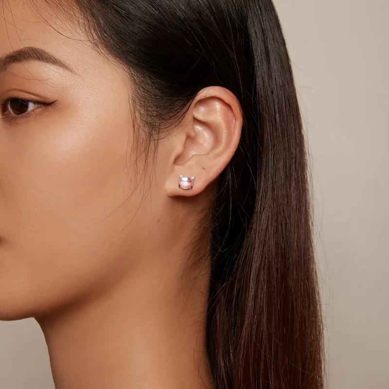 (zdjęcie do) Pandora Style Kolczyki Studs z Kocim Księżycem z Kamieniem Księżycowym - SCE1622 - Wyświetl 6