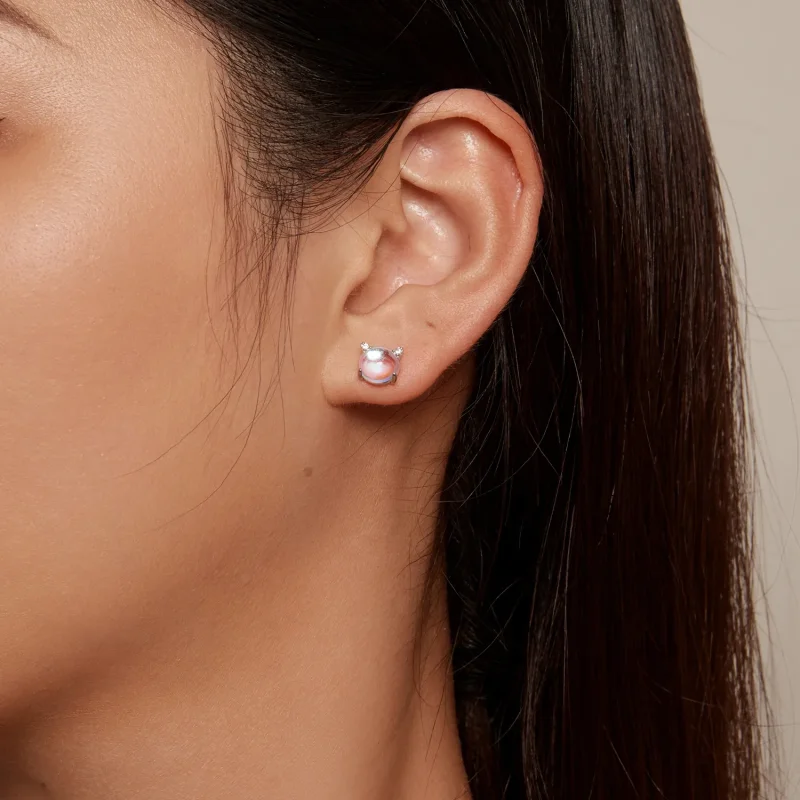 (zdjęcie do) Pandora Style Kolczyki Studs z Kocim Księżycem z Kamieniem Księżycowym - SCE1622 - Wyświetl 7