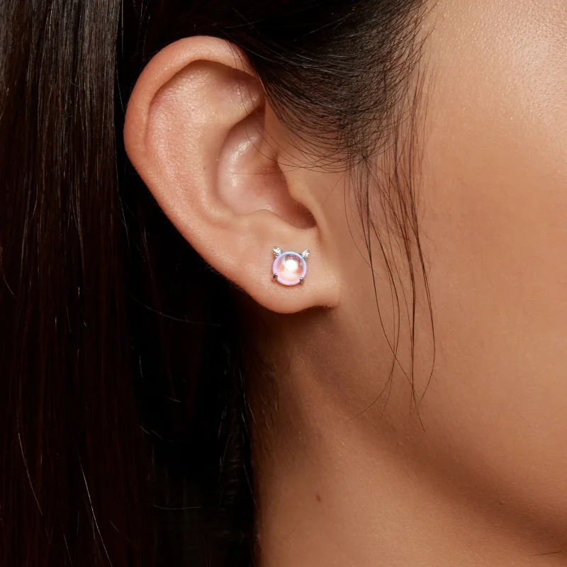 (zdjęcie do) Pandora Style Kolczyki Studs z Kocim Księżycem z Kamieniem Księżycowym - SCE1622 - Wyświetl 8