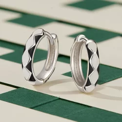 Pandora Style Kolczyki w kształcie diamentu z wzorem - SCE1611-BK
