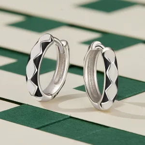 Pandora Style Kolczyki w kształcie diamentu z wzorem - SCE1611-BK