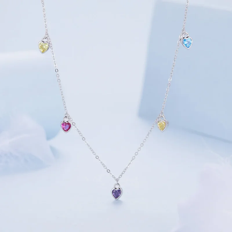 (zdjęcie do) Pandora Style Kolorowy Naszyjnik z Serduszkiem - BSN320 - Wyświetl 2