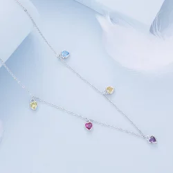 Pandora Style Kolorowy Naszyjnik z Serduszkiem - BSN320