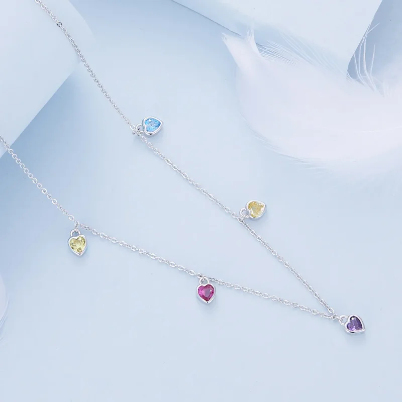 (zdjęcie do) Pandora Style Kolorowy Naszyjnik z Serduszkiem - BSN320 - Wyświetl 3