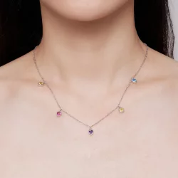 Pandora Style Kolorowy Naszyjnik z Serduszkiem - BSN320