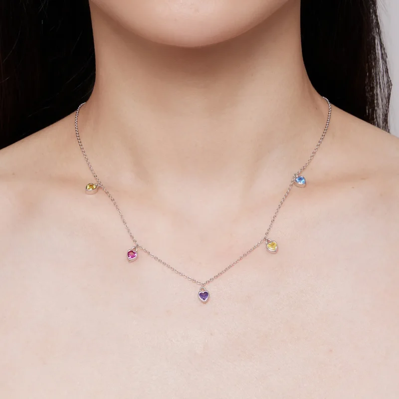 (zdjęcie do) Pandora Style Kolorowy Naszyjnik z Serduszkiem - BSN320 - Wyświetl 6
