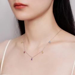 Pandora Style Kolorowy Naszyjnik z Serduszkiem - BSN320