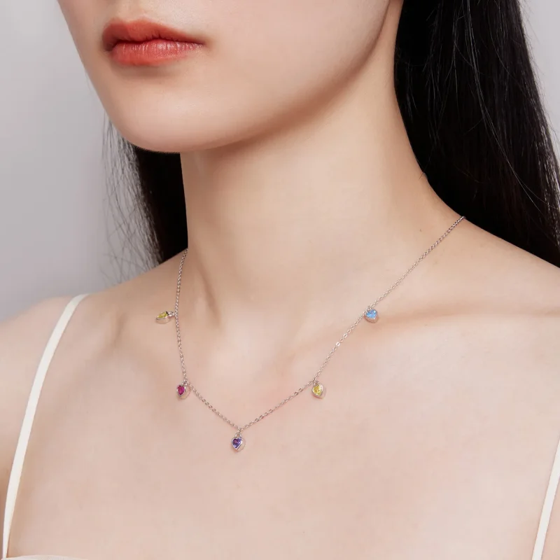 (zdjęcie do) Pandora Style Kolorowy Naszyjnik z Serduszkiem - BSN320 - Wyświetl 7