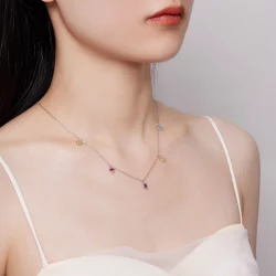 Pandora Style Kolorowy Naszyjnik z Serduszkiem - BSN320