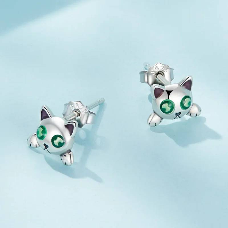 (zdjęcie do) Pandora Style Kot Podświetlany Kolczyki w Stylu Studs - SCE1643 - Wyświetl 3