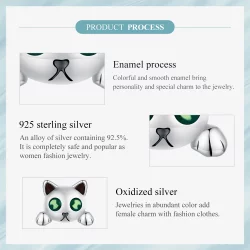 Pandora Style Kot Podświetlany Kolczyki w Stylu Studs - SCE1643